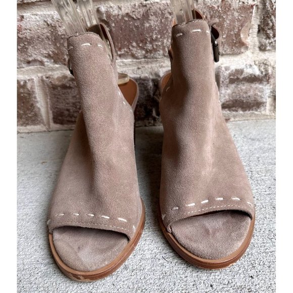 Frye Co Suede Donna Slingback Sandals Sz 9M Ash Suede Leather Heels Peep… - Picture 3 of 12